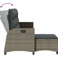Conjunto de jardín Urki 3 plazas con cojines + reposapiés/mesa 83-91x176x138-125 cm