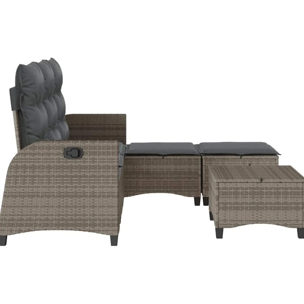 Conjunto de jardín Urki 3 plazas con cojines + reposapiés/mesa 83-91x176x138-125 cm