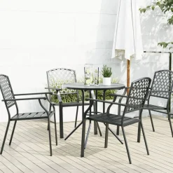 Conjunto de jardín Victoria 4 sillas + mesa negro