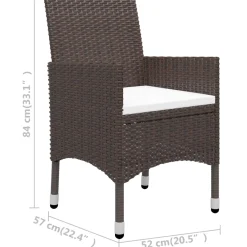 Conjunto de jardín VidaXL 2 sillones+1 mesita de ratán