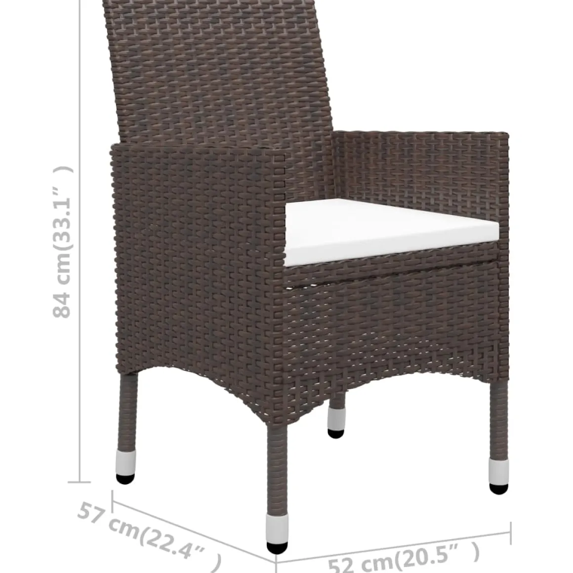 Conjunto de jardín VidaXL 2 sillones+1 mesita de ratán