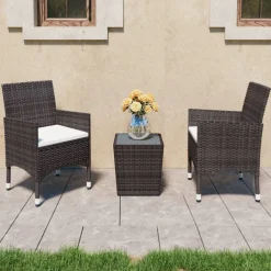 Conjunto de jardín VidaXL 2 sillones+1 mesita de ratán