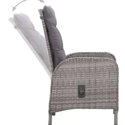Conjunto de jardín VidaXL 2 sillones reclinables+1 mesita de ratán