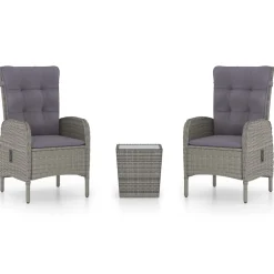 Conjunto de jardín VidaXL 2 sillones reclinables+1 mesita de ratán