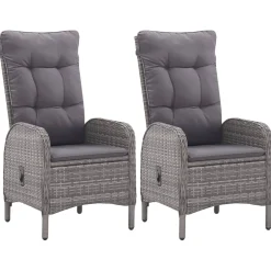 Conjunto de jardín VidaXL 2 sillones reclinables+1 mesita de ratán