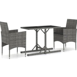 Conjunto de jardín VidaXL 2 sillones+1 mesa tapa vidrio