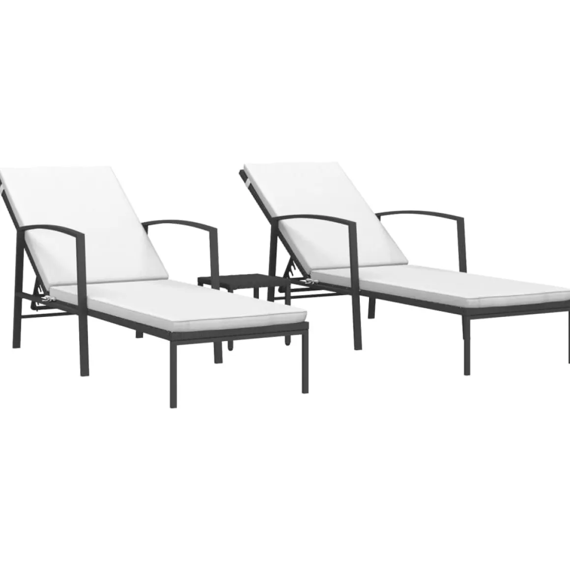 Conjunto de jardín VidaXL 2 tumbonas+1 mesita ratán