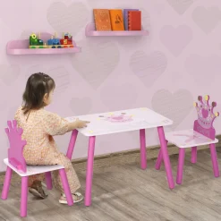 Conjunto de mesa y 2 sillas infantiles Kingdom Homcom rosa