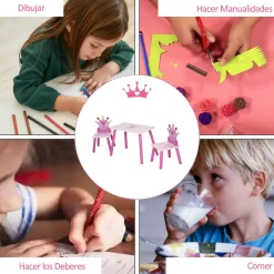 Conjunto de mesa y 2 sillas infantiles Kingdom Homcom rosa