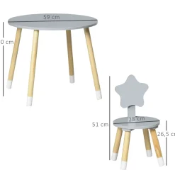 Conjunto de mesa y 2 sillas infantiles Star Homcom gris