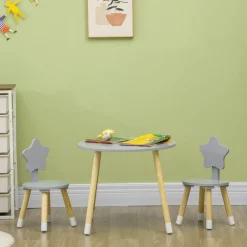 Conjunto de mesa y 2 sillas infantiles Star Homcom gris