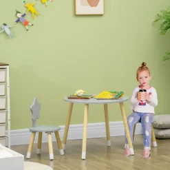 Conjunto de mesa y 2 sillas infantiles Star Homcom gris
