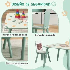 Conjunto de mesa y 2 sillas infantiles River Zonekiz +3A