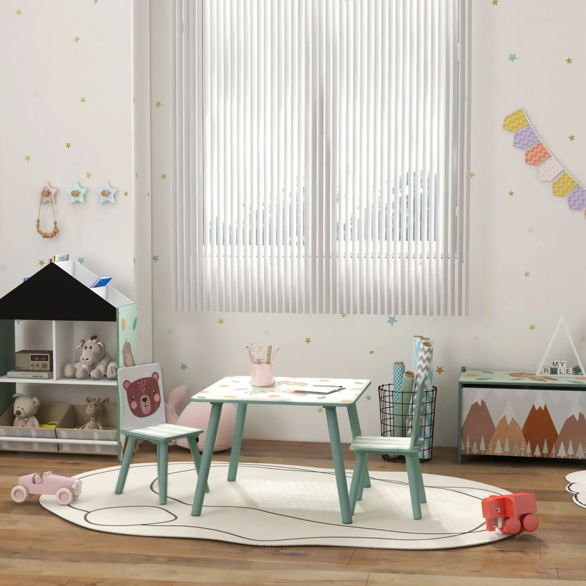 Conjunto de mesa y 2 sillas infantiles River Zonekiz +3A