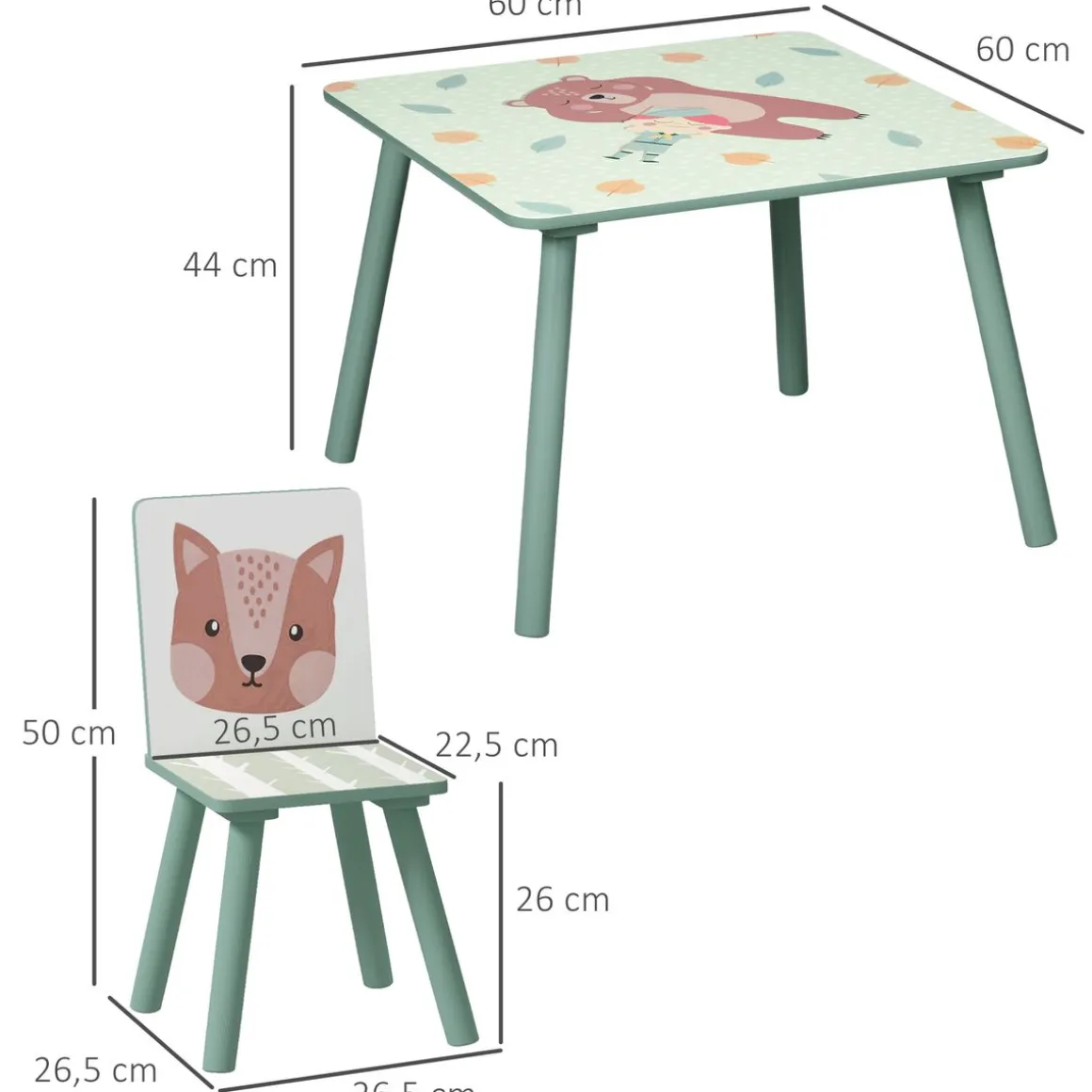 Conjunto de mesa y 2 sillas infantiles River Zonekiz +3A