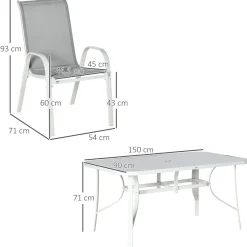 Conjunto de mesa y 6 sillas de jardín Camuy Outsunny gris