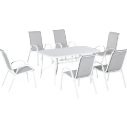 Conjunto de mesa y 6 sillas de jardín Camuy Outsunny gris