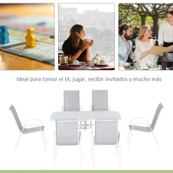 Conjunto de mesa y 6 sillas de jardín Camuy Outsunny gris