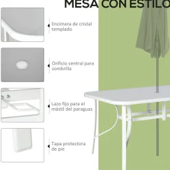 Conjunto de mesa y 6 sillas de jardín Camuy Outsunny gris