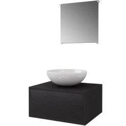 Conjunto de muebles de baño mueble lavabo + espejo + grifo + lavabo negro