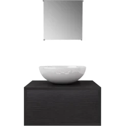 Conjunto de muebles de baño mueble lavabo + espejo + grifo + lavabo negro