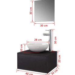 Conjunto de muebles de baño mueble lavabo + espejo + grifo + lavabo negro