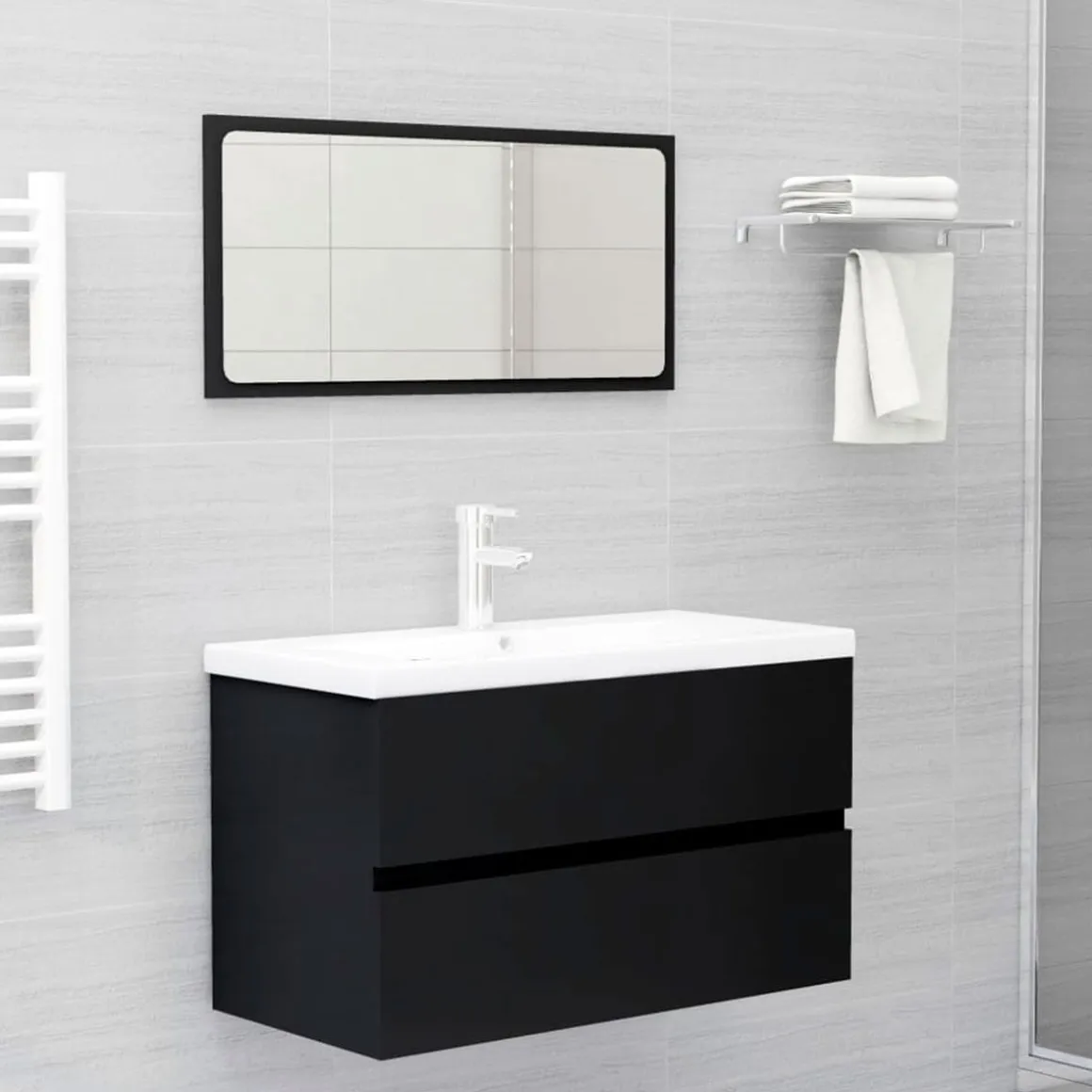 Conjunto de muebles de baño Dominica negro 45x80x38,5 cm