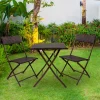 Conjunto de terraza Aktive Garden mesa+2 sillas plegables ratán negro