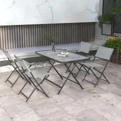 Conjunto de terraza Atessa Outsunny 4 sillas + mesa gris