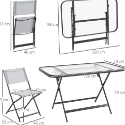 Conjunto de terraza Atessa Outsunny 4 sillas + mesa gris