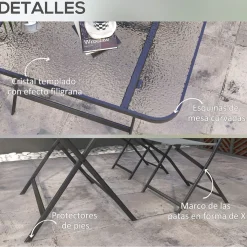 Conjunto de terraza Atessa Outsunny 4 sillas + mesa gris