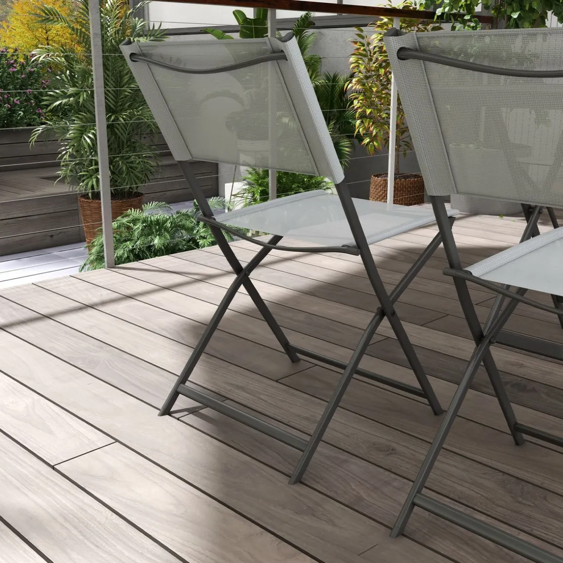 Conjunto de terraza Atessa Outsunny 4 sillas + mesa gris