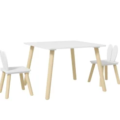 Conjunto infantil Dalia Aiyaplay mesa + 2 sillas +3A blanco/natural