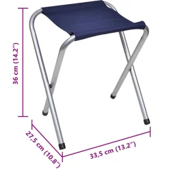 Conjunto para camping mesa + 4 taburetes plegables altura regulable blanco/azul