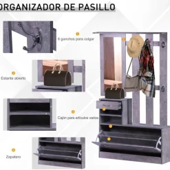 Conjunto recibidor Homcom 3 piezas gris