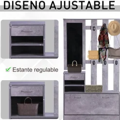 Conjunto recibidor Homcom 3 piezas gris