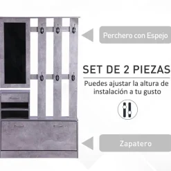 Conjunto recibidor Homcom 3 piezas gris