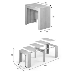 Consola de comedor extensible Funzionale 5 posiciones