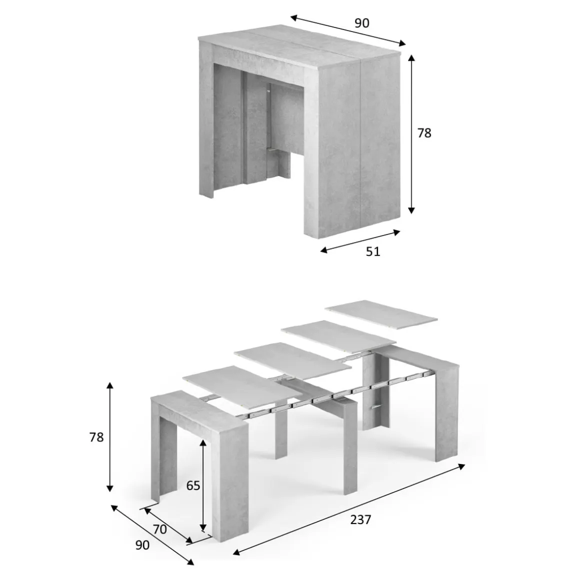 Consola de comedor extensible Funzionale 5 posiciones