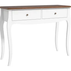Consola Kiwita Homcom 2 cajones marrón oscuro/blanco 76,5x100x35 cm