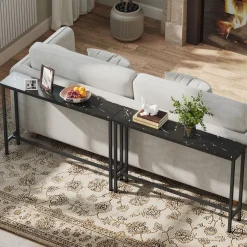 Consola Perla Homcom con 2 estantes negro/blanco 81x100x30 cm