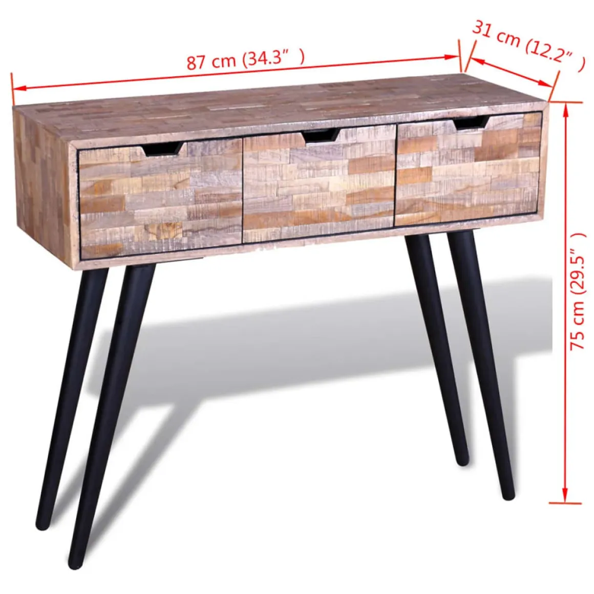 Consola recibidor 3 cajones natural 75x87x31 cm
