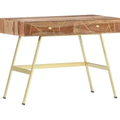 Consola recibidor Bayu 2 cajones madera maciza de sheesham natural 75x100x55 cm