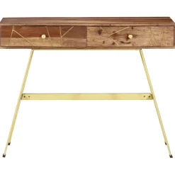 Consola recibidor Bayu 2 cajones madera maciza de sheesham natural 75x100x55 cm