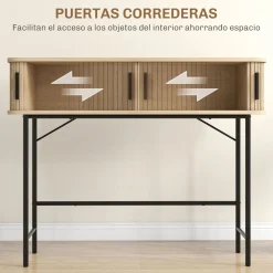 Consola Roca Homcom 2 puertas correderas natural/negro 80x100x30 cm