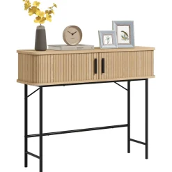 Consola Roca Homcom 2 puertas correderas natural/negro 80x100x30 cm