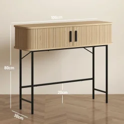 Consola Roca Homcom 2 puertas correderas natural/negro 80x100x30 cm