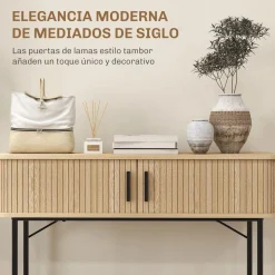 Consola Roca Homcom 2 puertas correderas natural/negro 80x100x30 cm