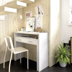 Consola Seven diseño extensible blanco brillo 99x88x36 cm
