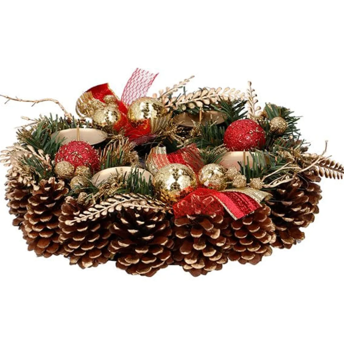 Corona de Adviento portavelas rojo 30 cm